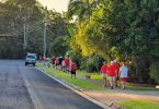 Early and later TCB Walking groups set off together in hot humid February.