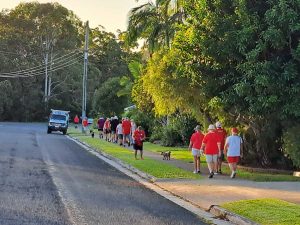 Early and later TCB Walking groups set off together in hot humid February.