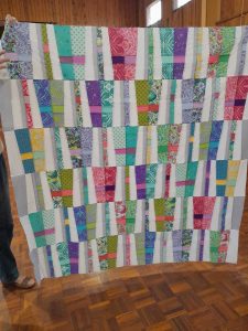 Robyn’s interesting quilt, a great idea for using up your fabric stash.