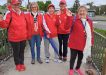 Debbie, Linda, Gayle, Verna, and Tina with Lacy loving the new red hoodies