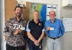 Mid-month winners Selwyn Potter and Ron Cox with club president Alan Rippon